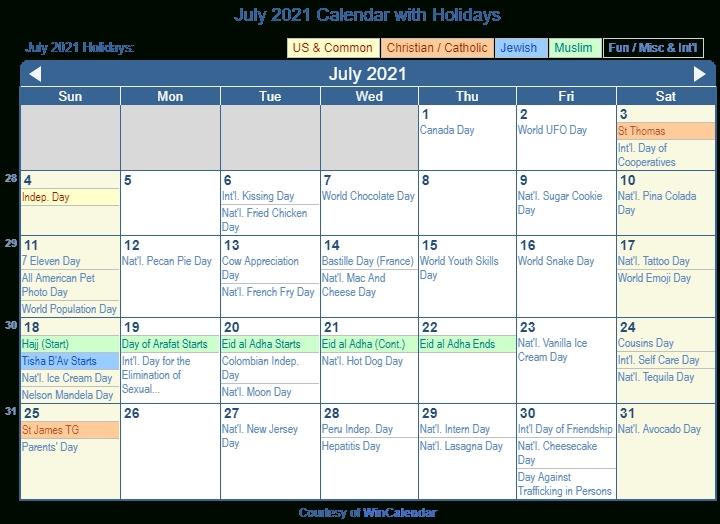 National Day Calendar July 2021 | Calendar 2021