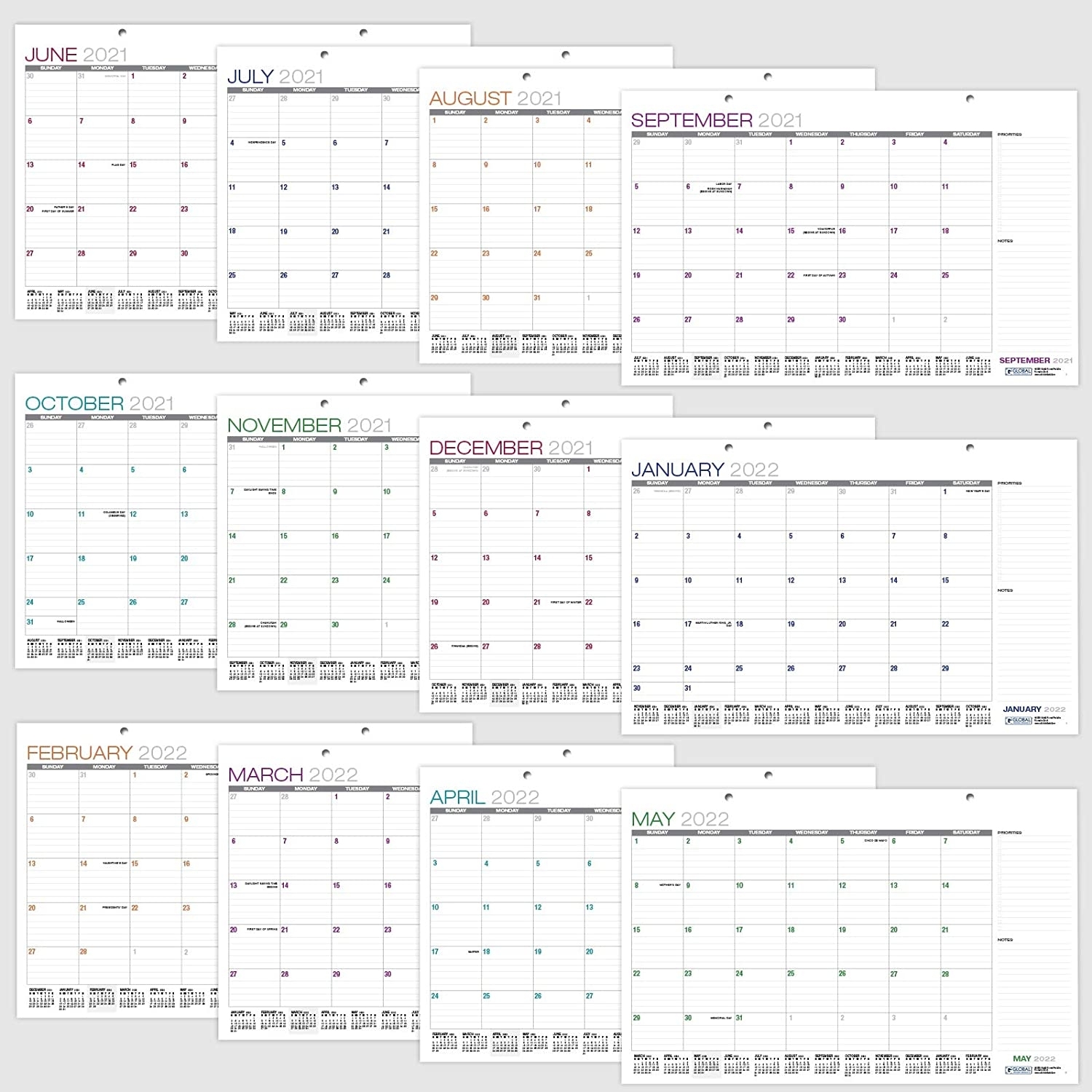 New Style : Desk Calendar 2021-2022: 11&#039;X17&#039; - (Runs From
