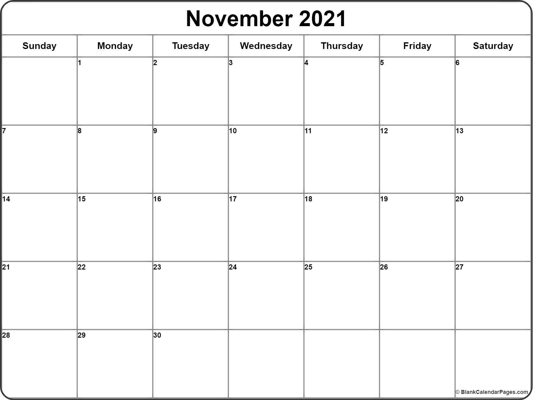 November 2021 Calendar | 56+ Templates Of 2021 Printable