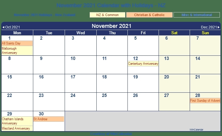 November 2021 Calendar With Holidays | Calvert Giving