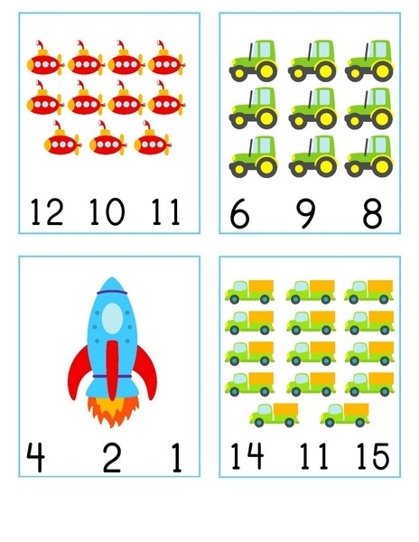 Number Cards Vehicles (4) « Preschool And Homeschool