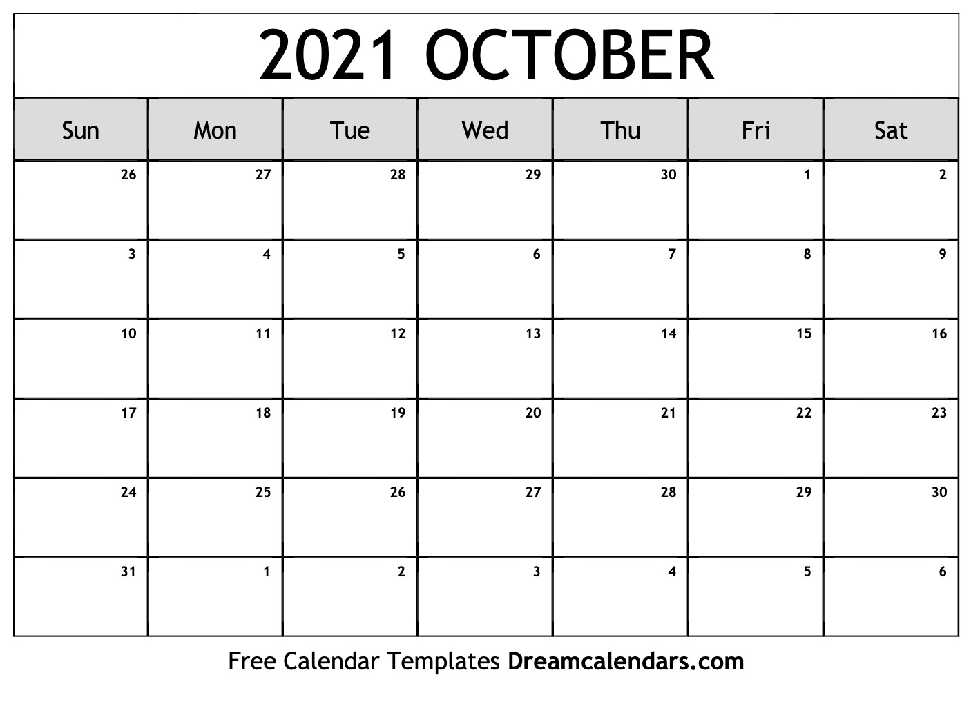 October 2021 Calendar | Free Blank Printable Templates