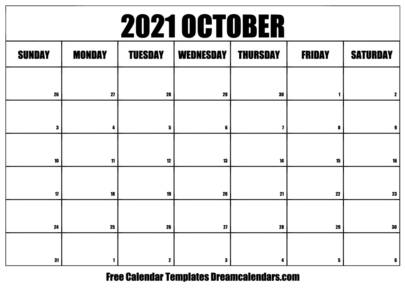 October 2021 Calendar | Free Blank Printable Templates