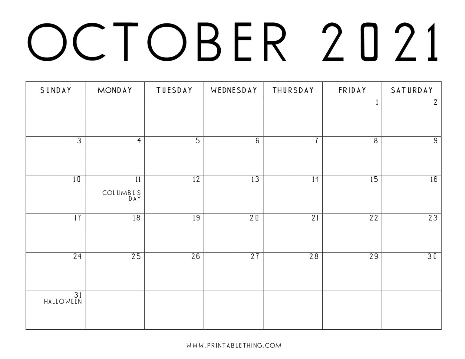 October 2021 Calendar Pdf, October 2021 Calendar Image Free