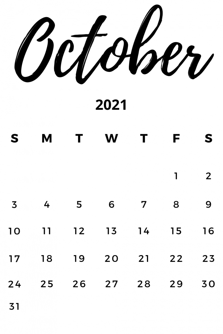 October 2021 Minimalist Calendar Hand Written Planner