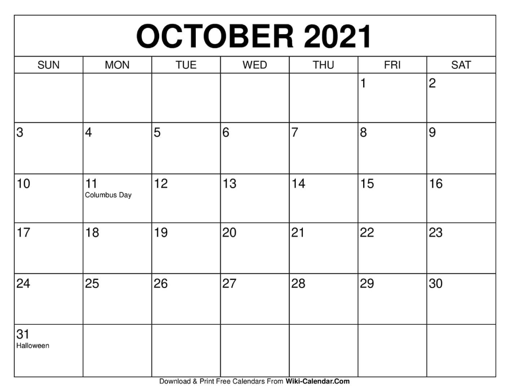 October Halloween Calendar 2021 | Printable March
