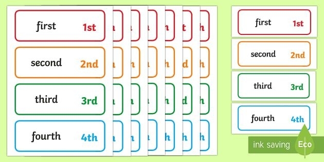 Ordinal Numbers Word And Number Cards 1-31 | Ordinal