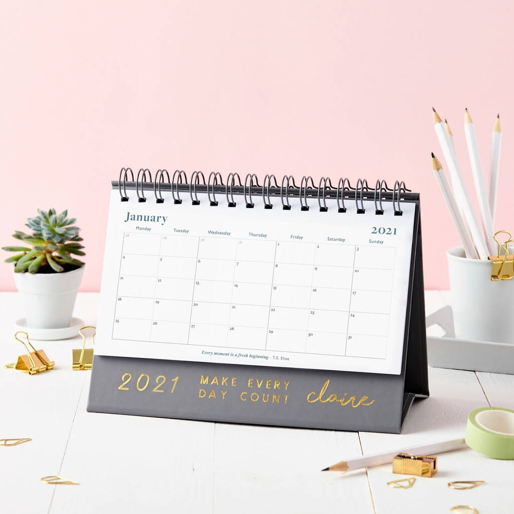 Personalised &#039;Make It Count&#039; 2021 Desk Calendarmartha
