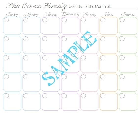 Personalized Monthly Calendar For Printable