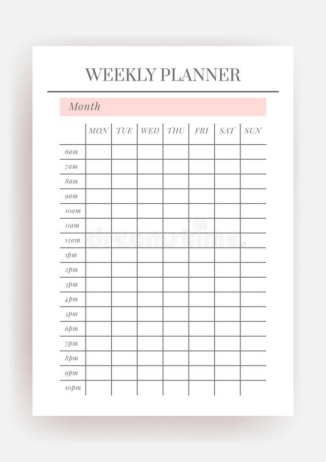 Planner Sheet Vector. Printable Vertical Notebook Page