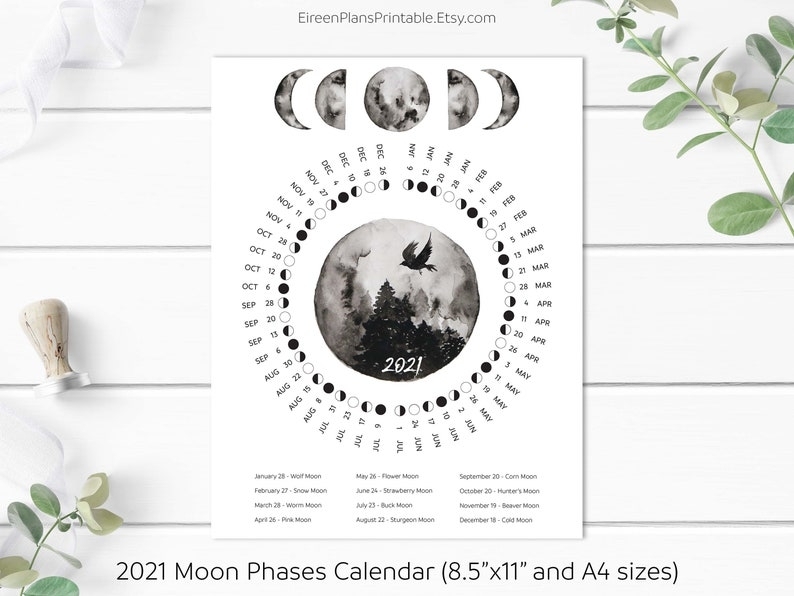 Printable 2021 Moon Phases Calendar 2021 Lunar Calendar