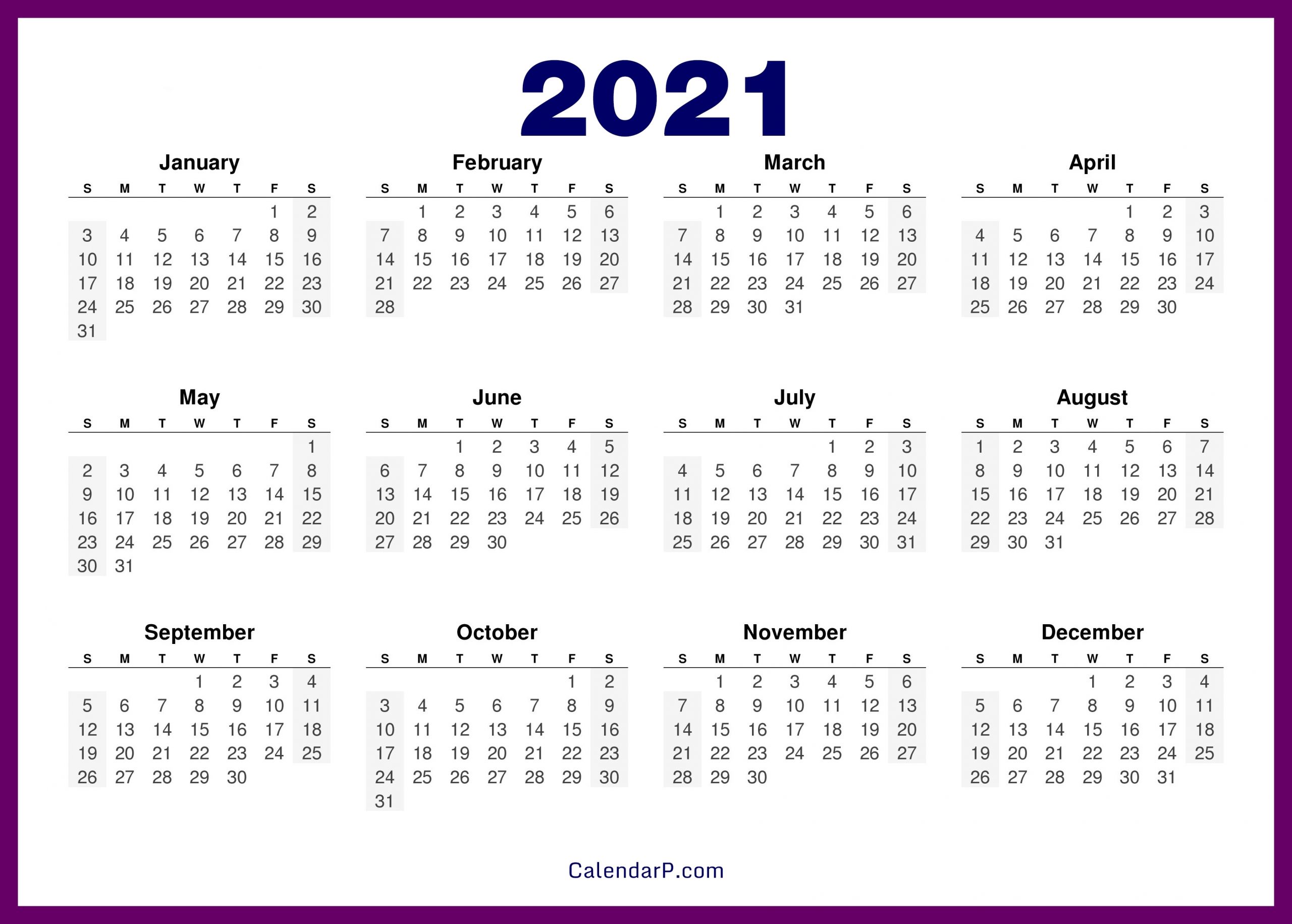 Printable 58 2021 Calendar - 8 5 X 11 Inch Bold 2021