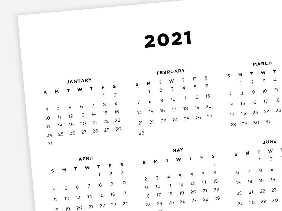 Printable 8.5X11 Calendar / 8.5 X 11 Inch Bold 2021