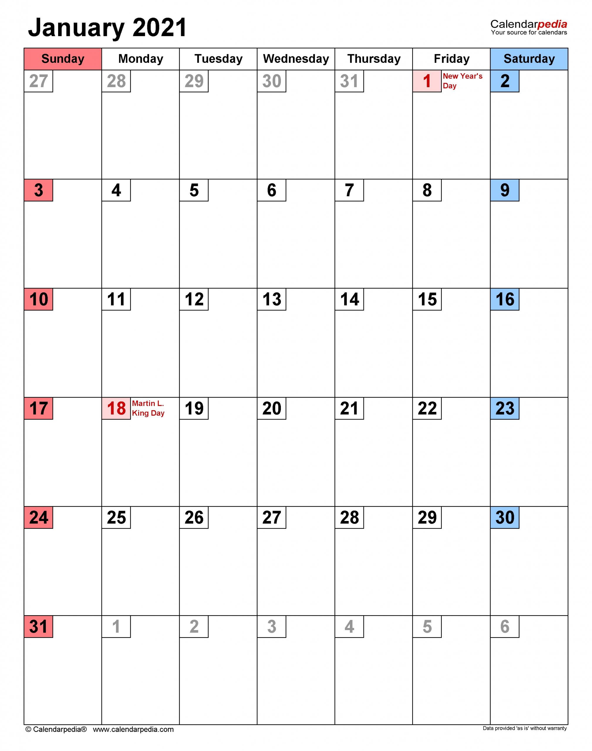 Printable Calendar Jan 2021 - Free Printable Calendar