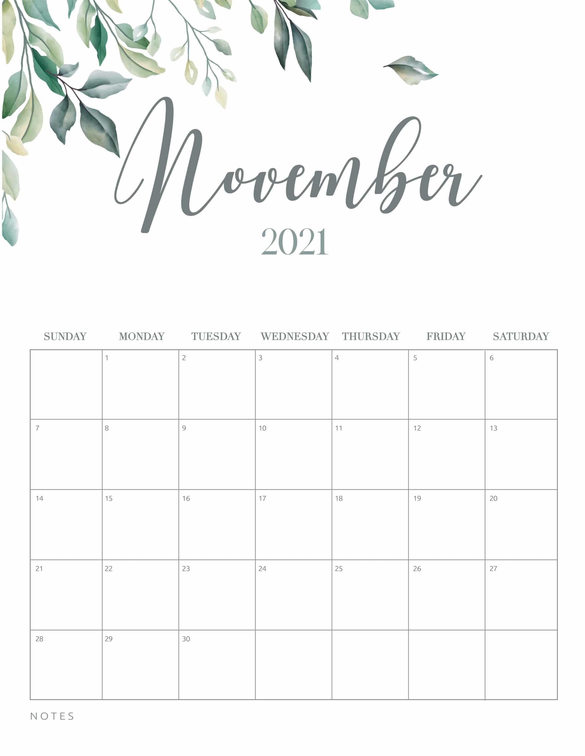 Printable Calendar Nov 2021 - 2021 Calendar Monthly