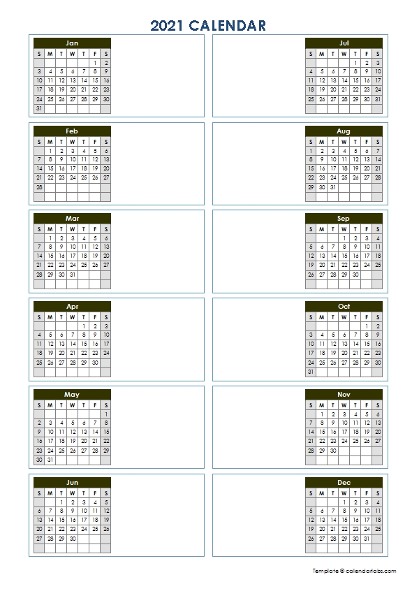 Printable Calendar Vertical 2021 : Printable 2021 Vertical