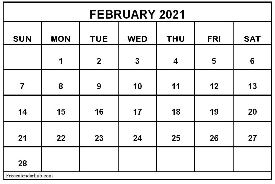 Printable February 2021 Calendar