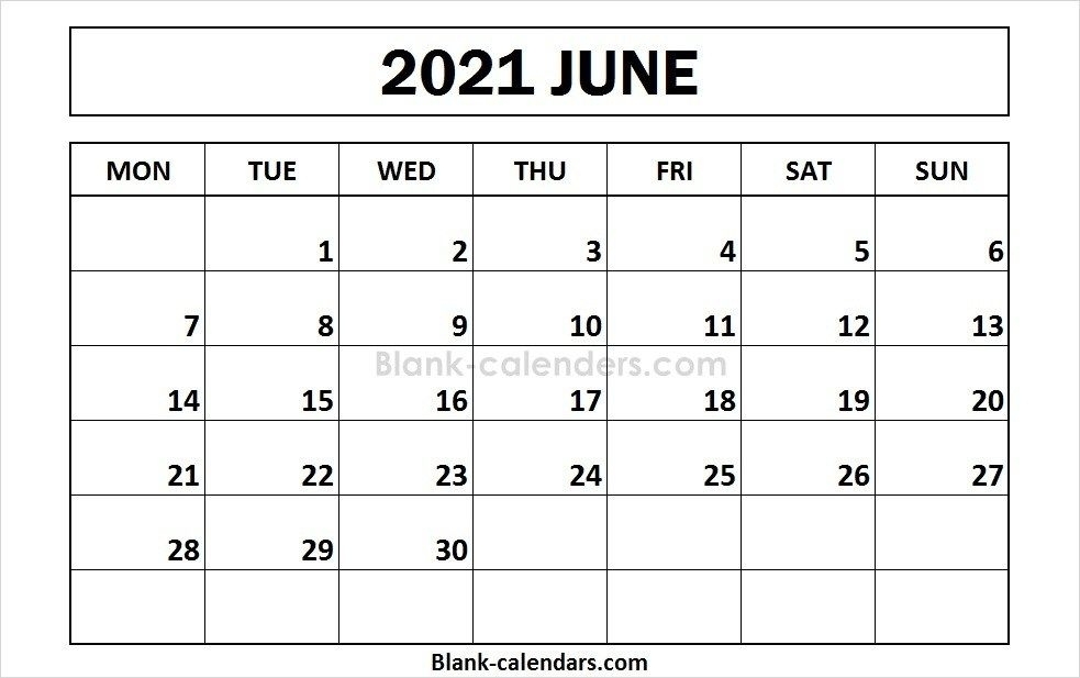 Printable June 2021 Calendar Monday Start | Monthly