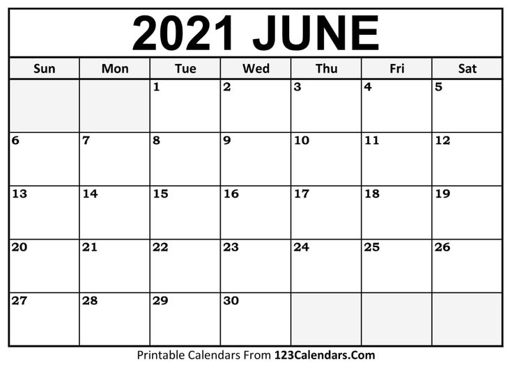 Printable June 2021 Calendar Templates | 123Calendars