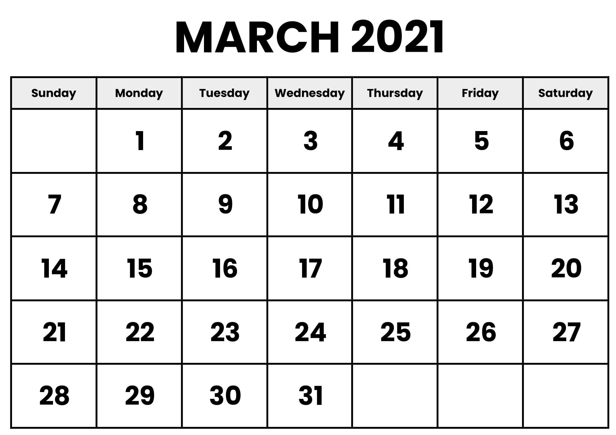 Printable March 2021 Calendar Usa Holidays - Printable