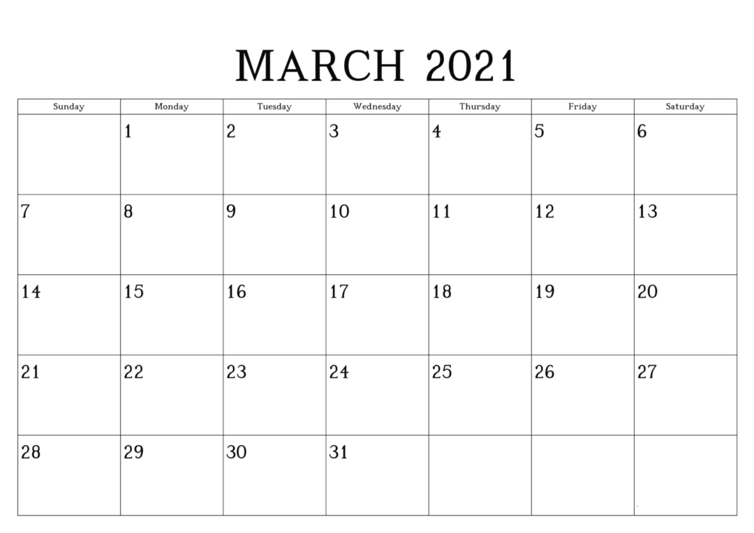 Printable March 2021 Calendar With Holidays - Thecalendarpedia