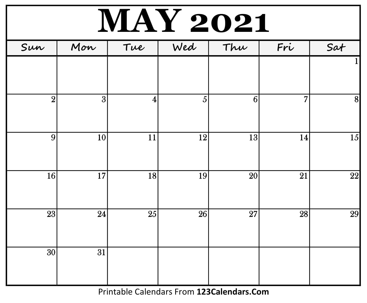 Printable May 2021 Calendar Templates | 123Calendars