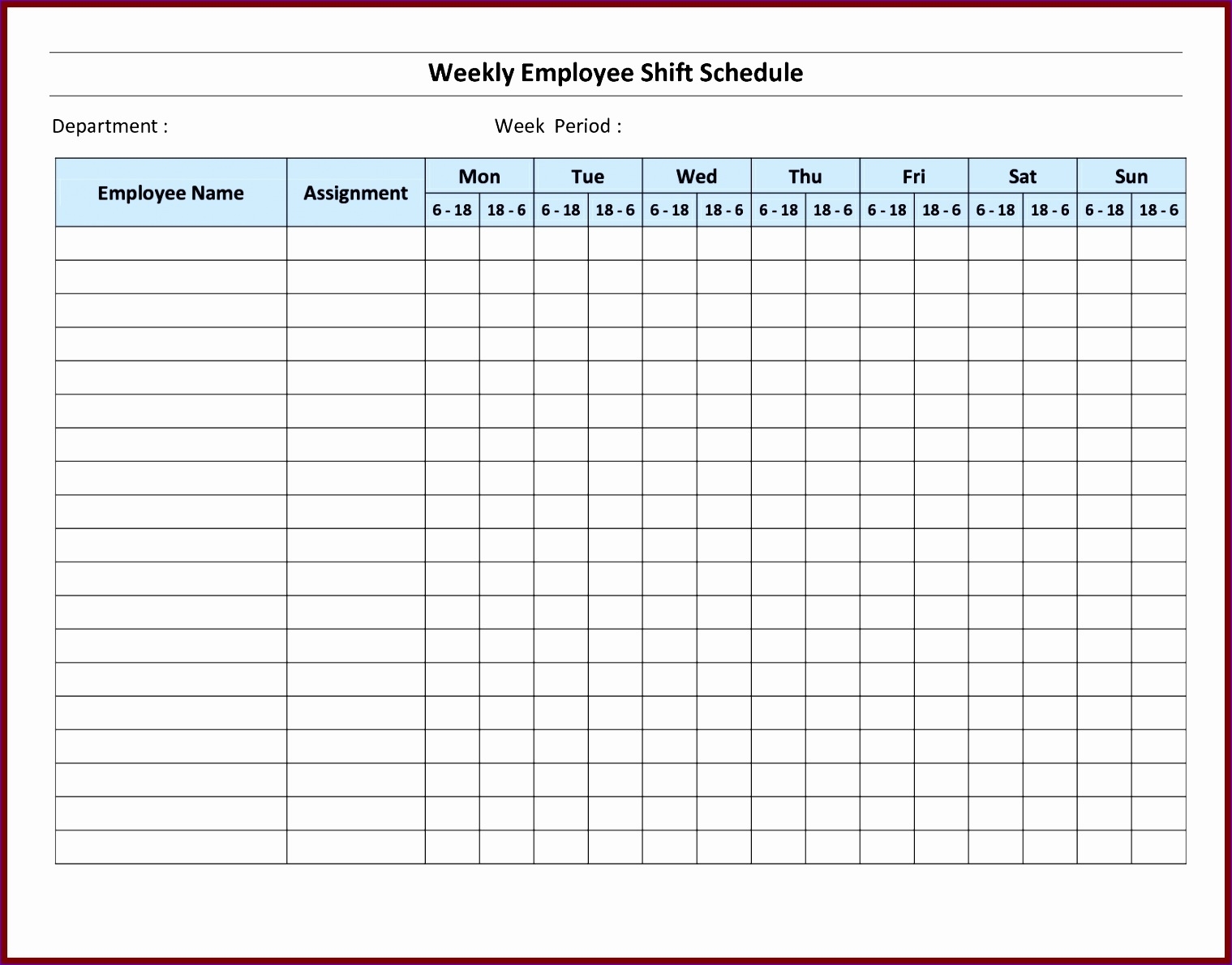 Printable Monthly Work Schedule Templates Free - Calendars