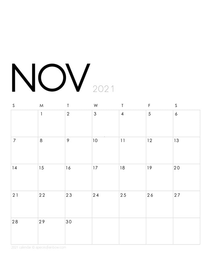 Printable November 2021 Calendar Monthly Planner {2
