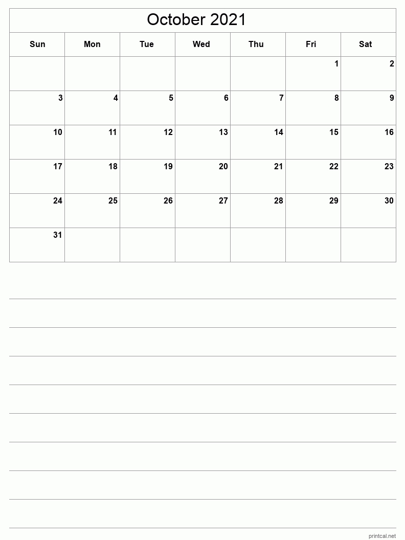 Printable October 2021 Calendar | Free Printable Calendars