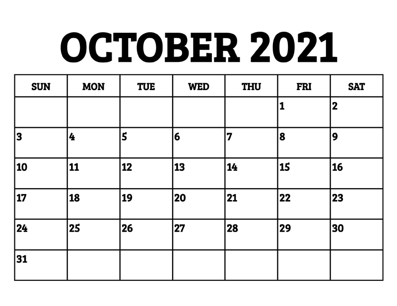 Printable October 2021 Calendar Pdf - Nosubia