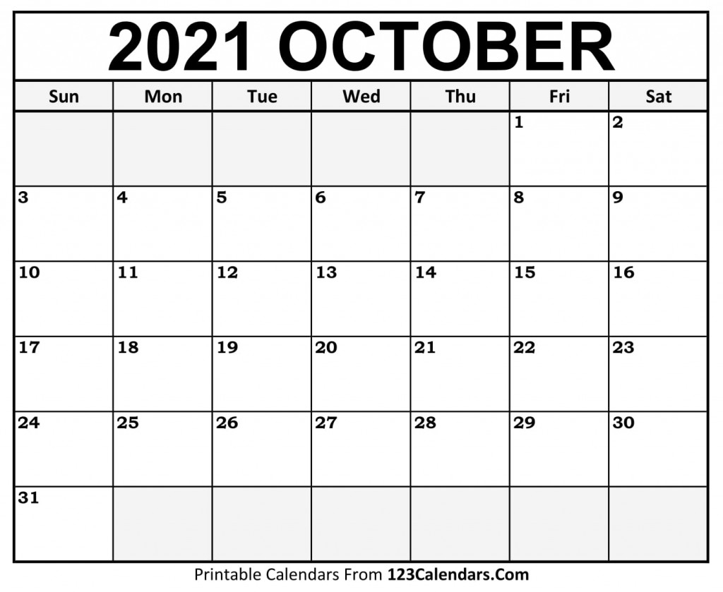 Printable October 2021 Calendar Templates 123Calendars
