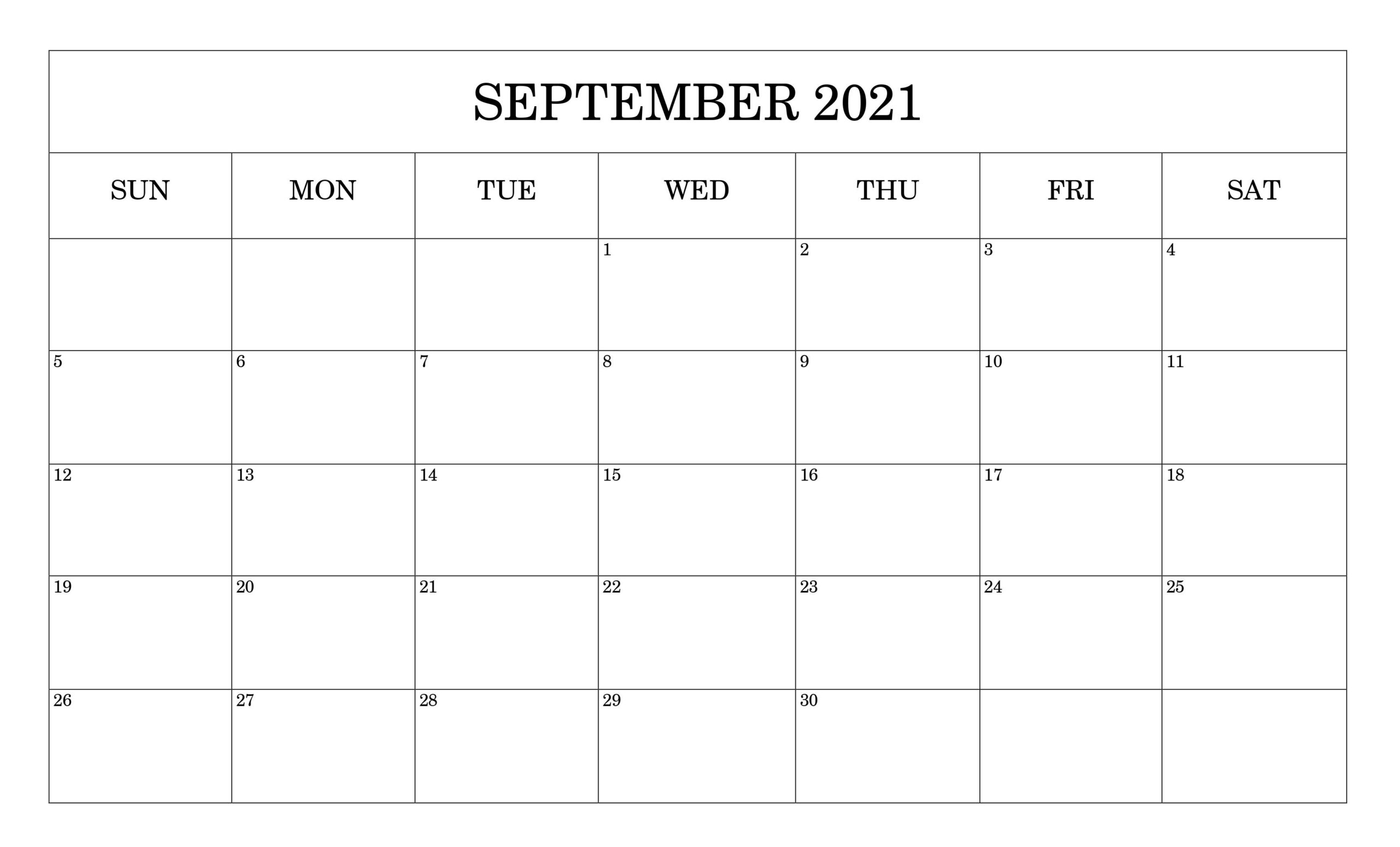 Printable September 2021 Calendar - Make Study Time Table