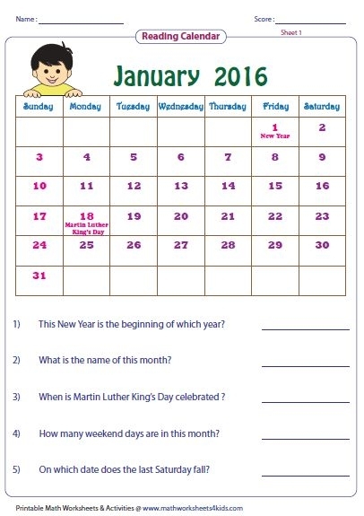 Read The Monthly Calendar And Answer The Simple Questions