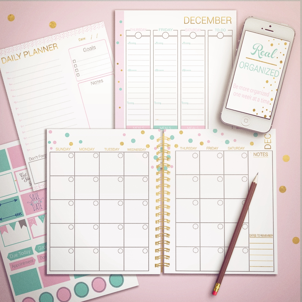 Real Organized Undated Printable Calendar - Pink | Weekly