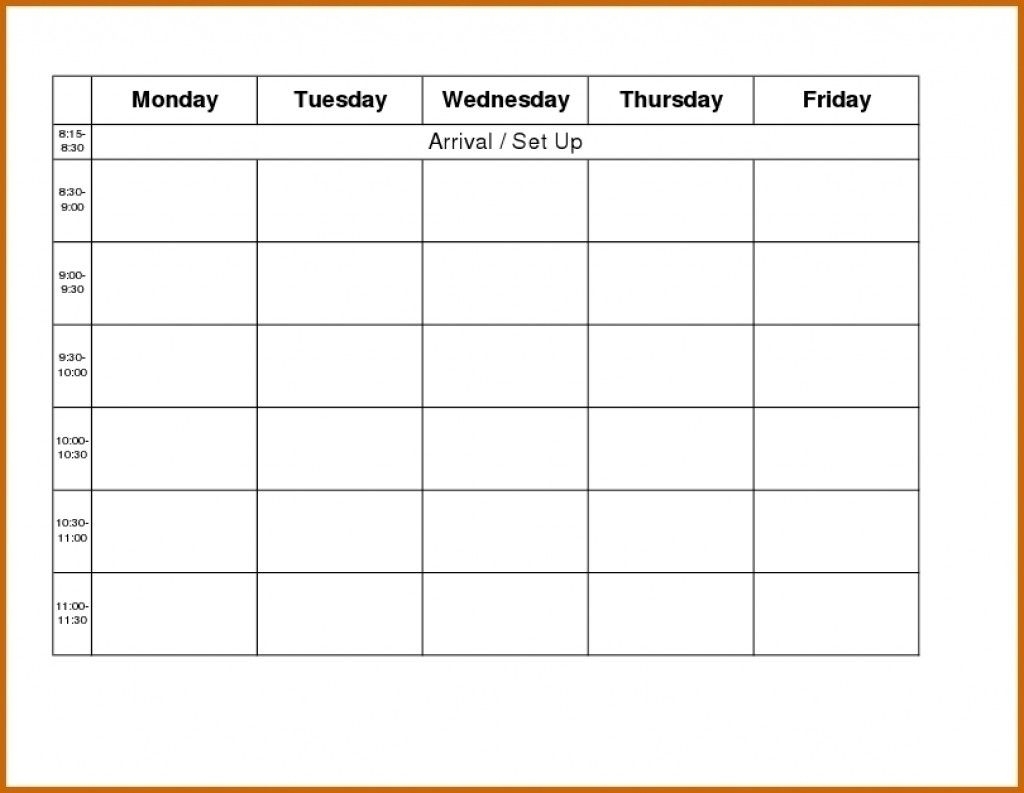Schedule Template Monday Through Friday School | Smorad