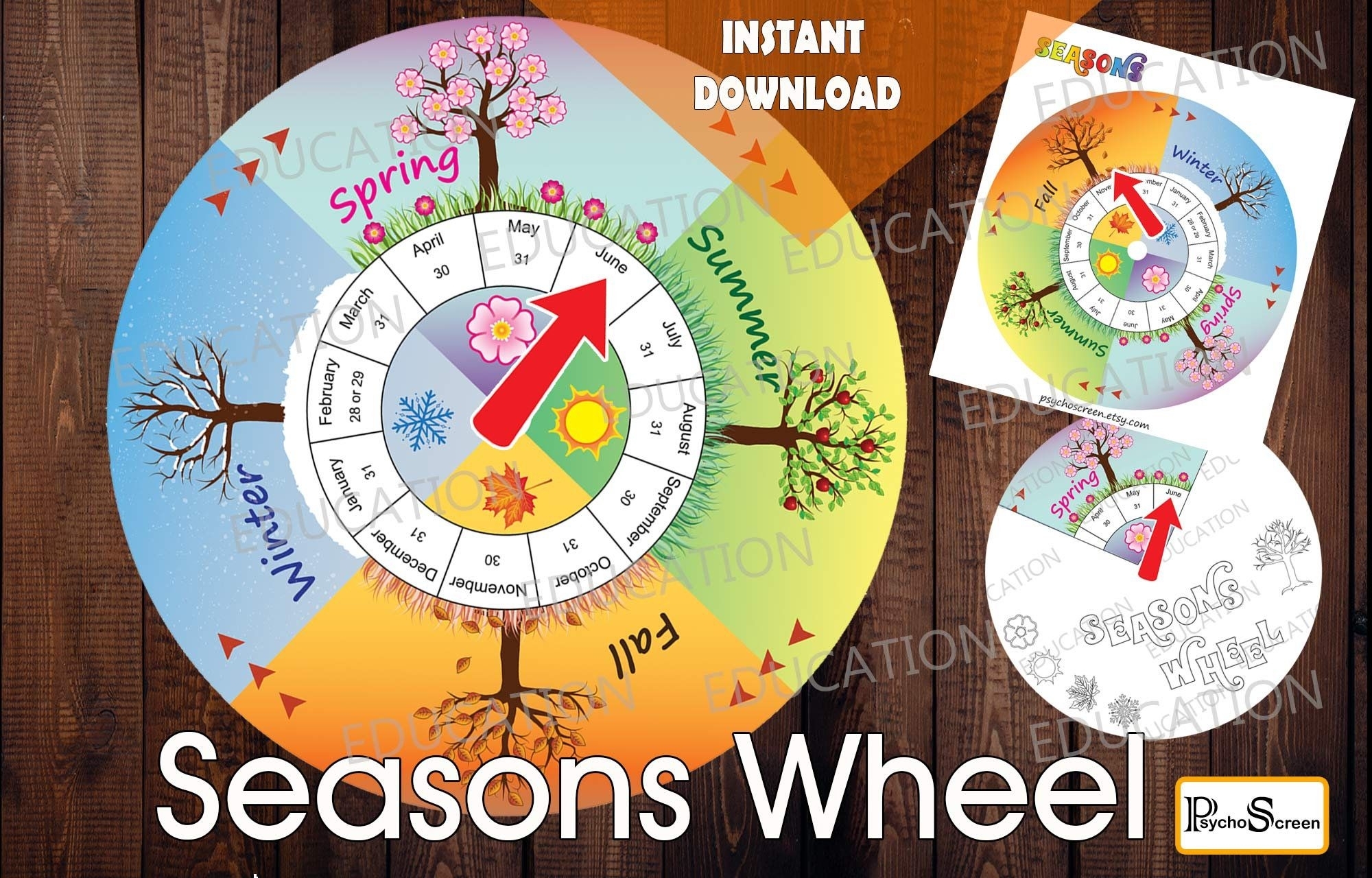 Seasons Wheel Calendar Season Circle Game Season Spinner