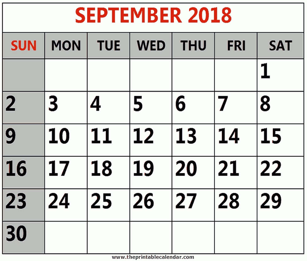 September 2018 Printable Calendars