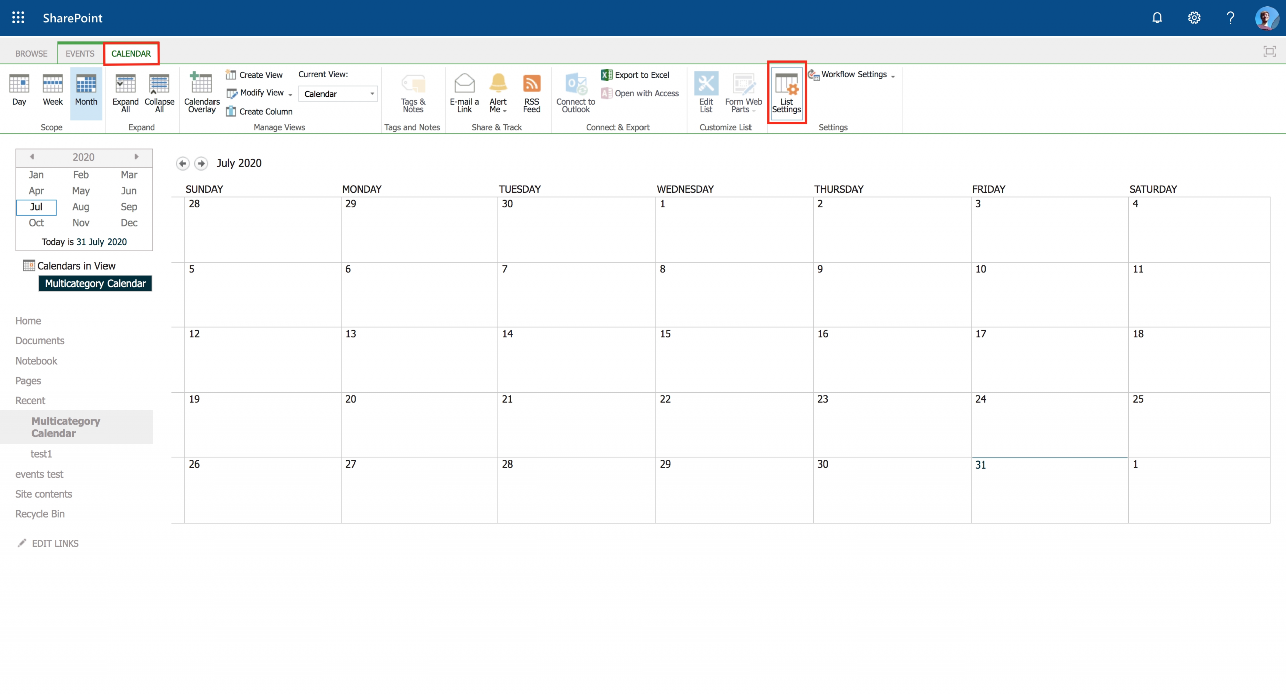 How To Print Sharepoint Calendar By Month Month Calendar Printable