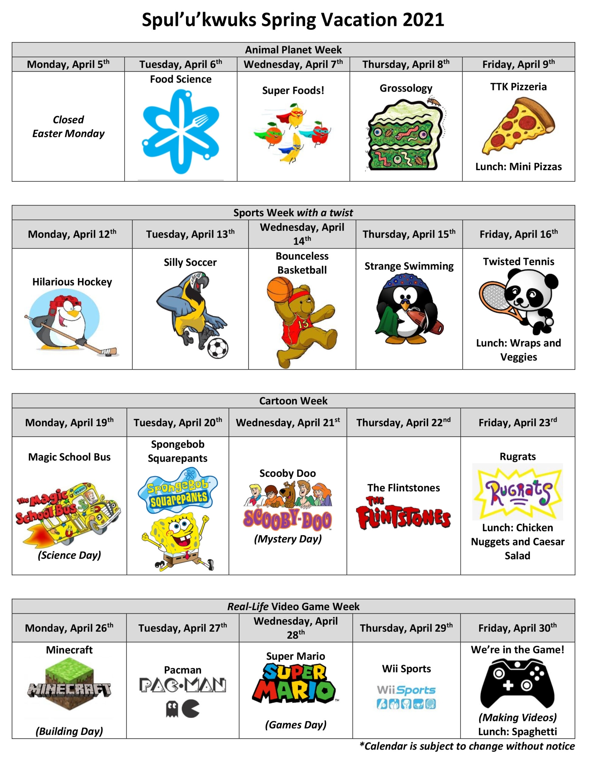 Spring Vacation 2021 Calendar - Tomorrow&#039;S Topkids Child