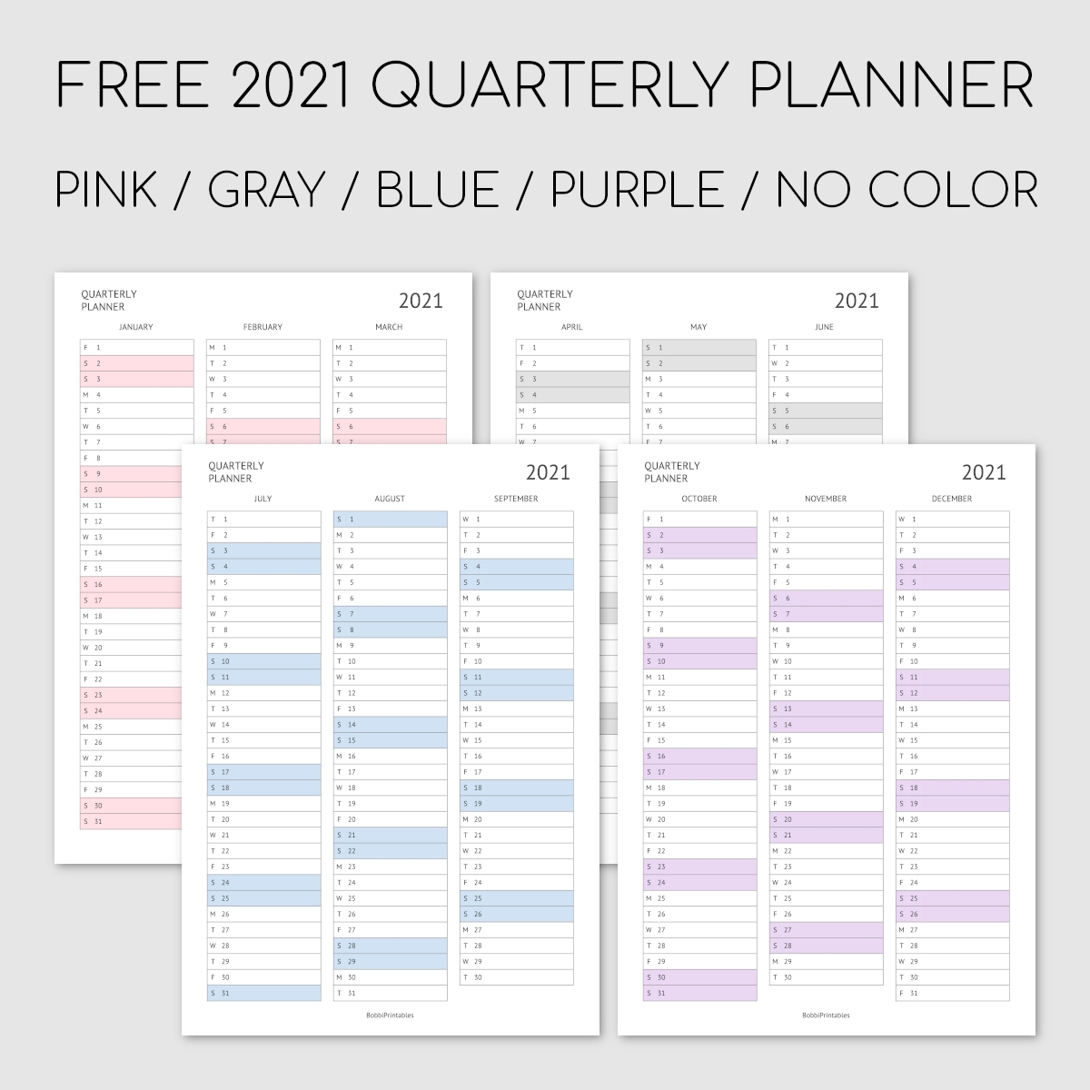 Template Free Printable Quarterly Calendar 2021 - Th2021