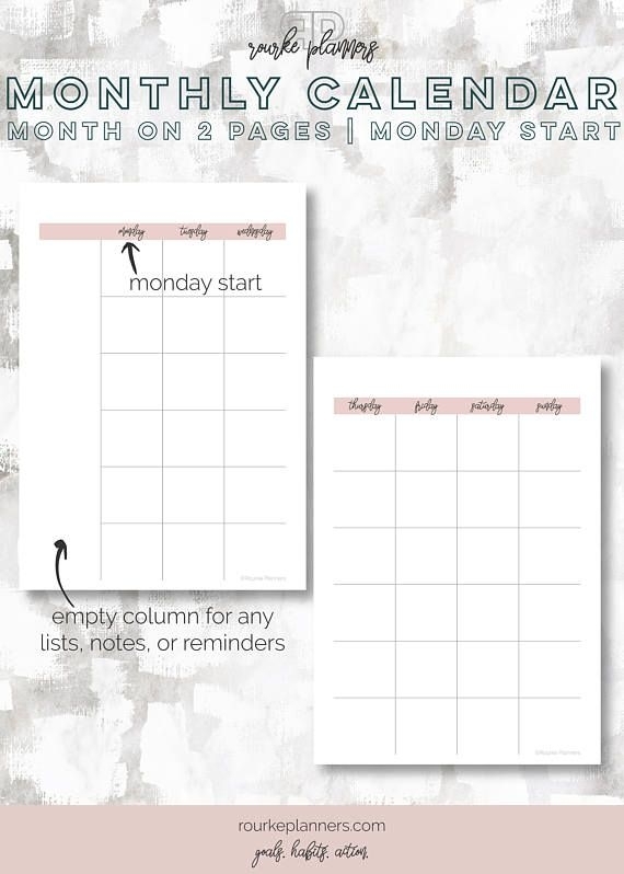 The 2 Page Calendar, Monday Start | Undated, Editable | A5