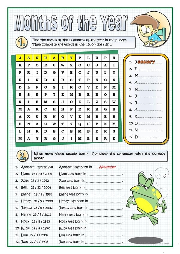 The Months Of The Year Worksheet - Free Esl Printable
