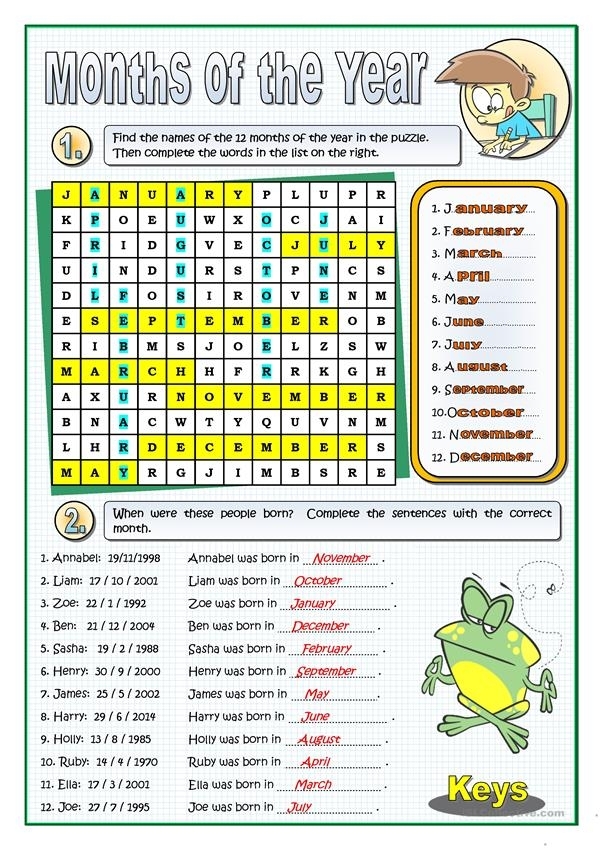 The Months Of The Year Worksheet - Free Esl Printable