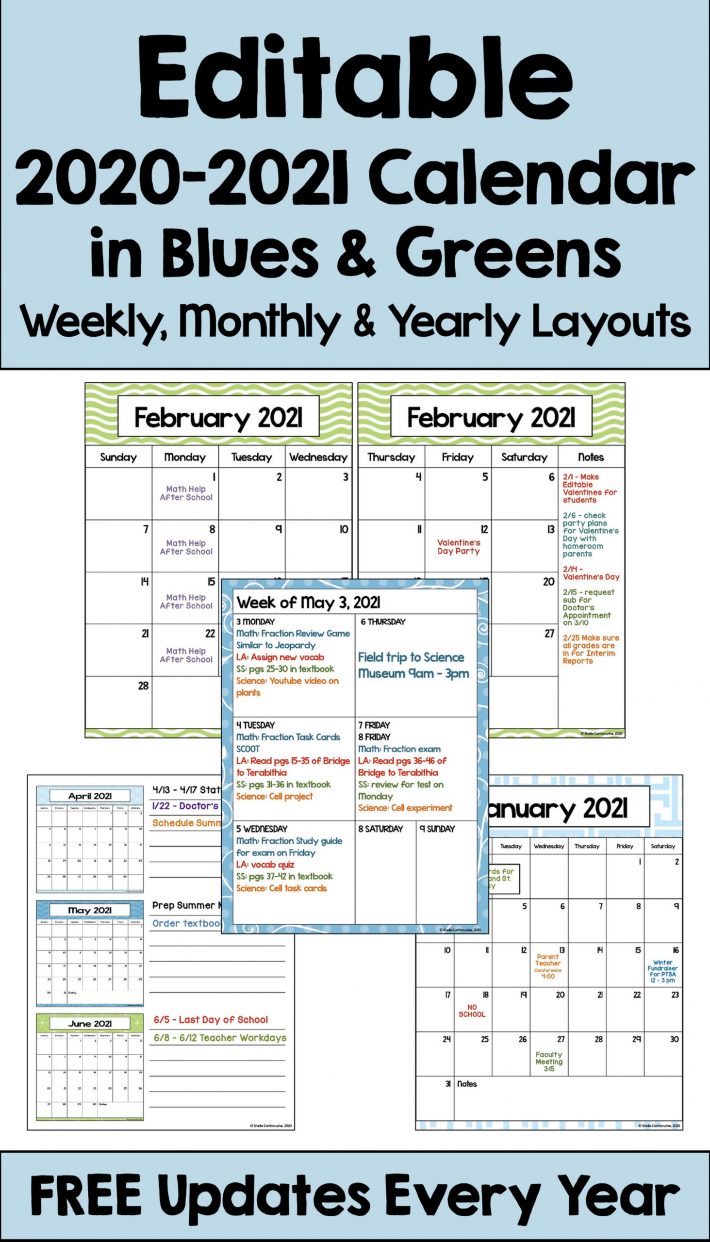 This 2020-2021 Editable Calendar Template Is Printable And