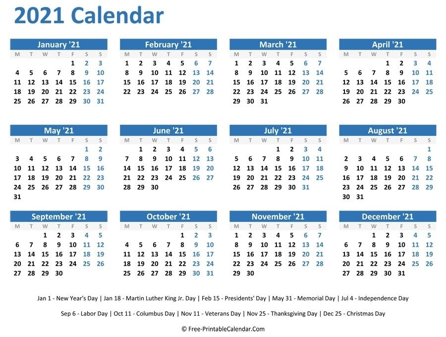 Time And Date 2021 Printable Calendar | Free Letter Templates