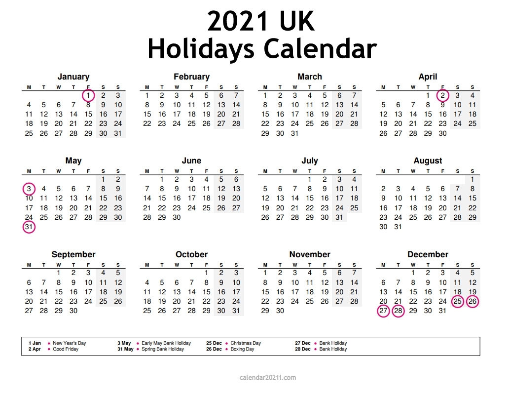 Uk 2021 Calendar Printable, Holidays, Word, Excel, Pdf