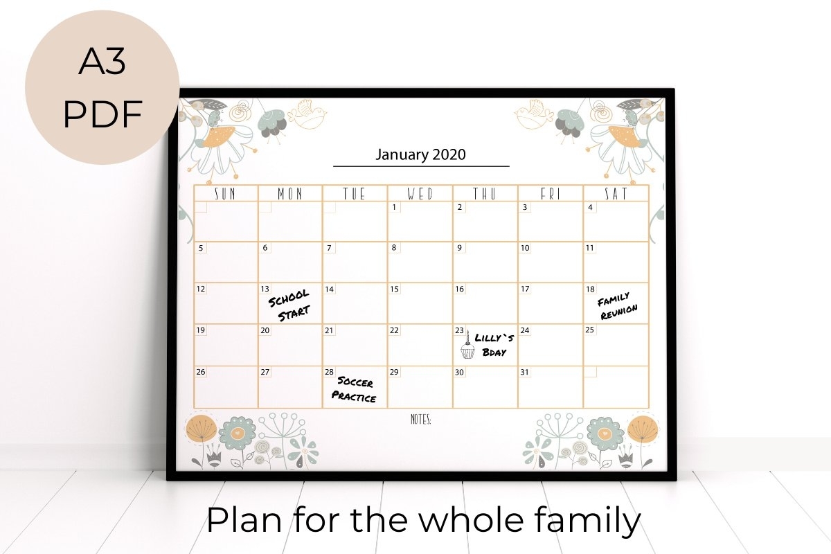 Undated Editable Monthly Calendar (557016) | Digital