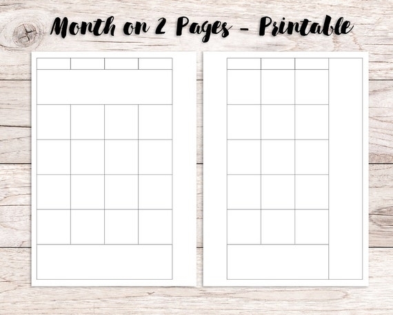 Undated Month On 2 Pages A5 Planner Printable Insert