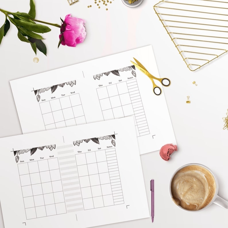 Undated Monthly Calendar Printable Template Blank Monthly