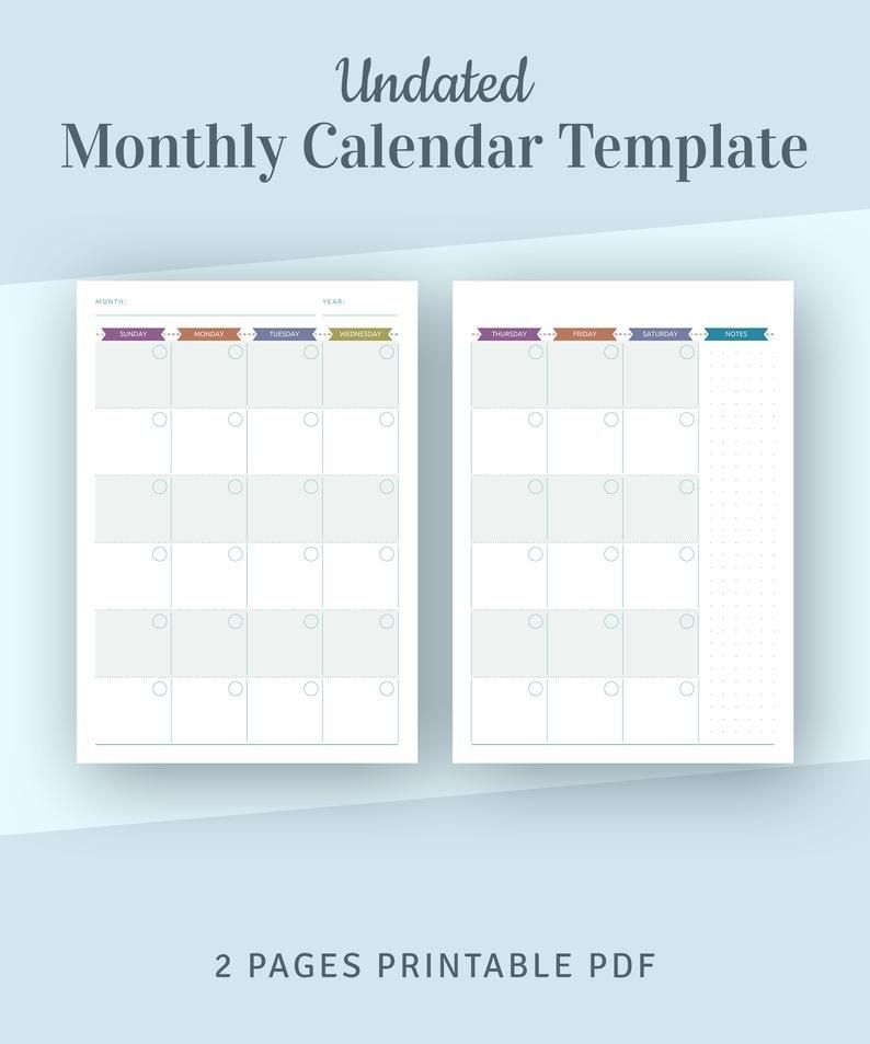 Undated Monthly Calendar Printable Template Monthly